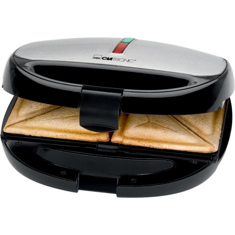 CLATRONIC gril de contact ST/WA 3670, 3-en-1, noir-acier inoxydable, 800 watts